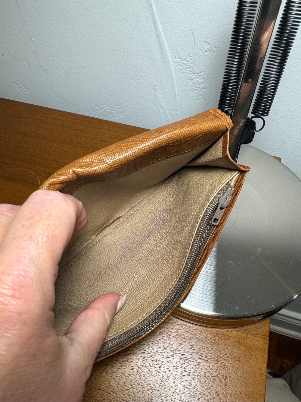 Givenchy Tan Saffiano Leather Long Wallet with Gold Corner Vintage - Picture 8 of 12